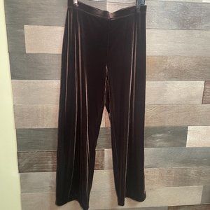 Susan Graver Women's Brown Velour Pull On Comfort Waist Straight Leg Pants Sz M